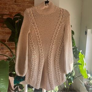 Free people knit long romantic sleeved sweater dress XS